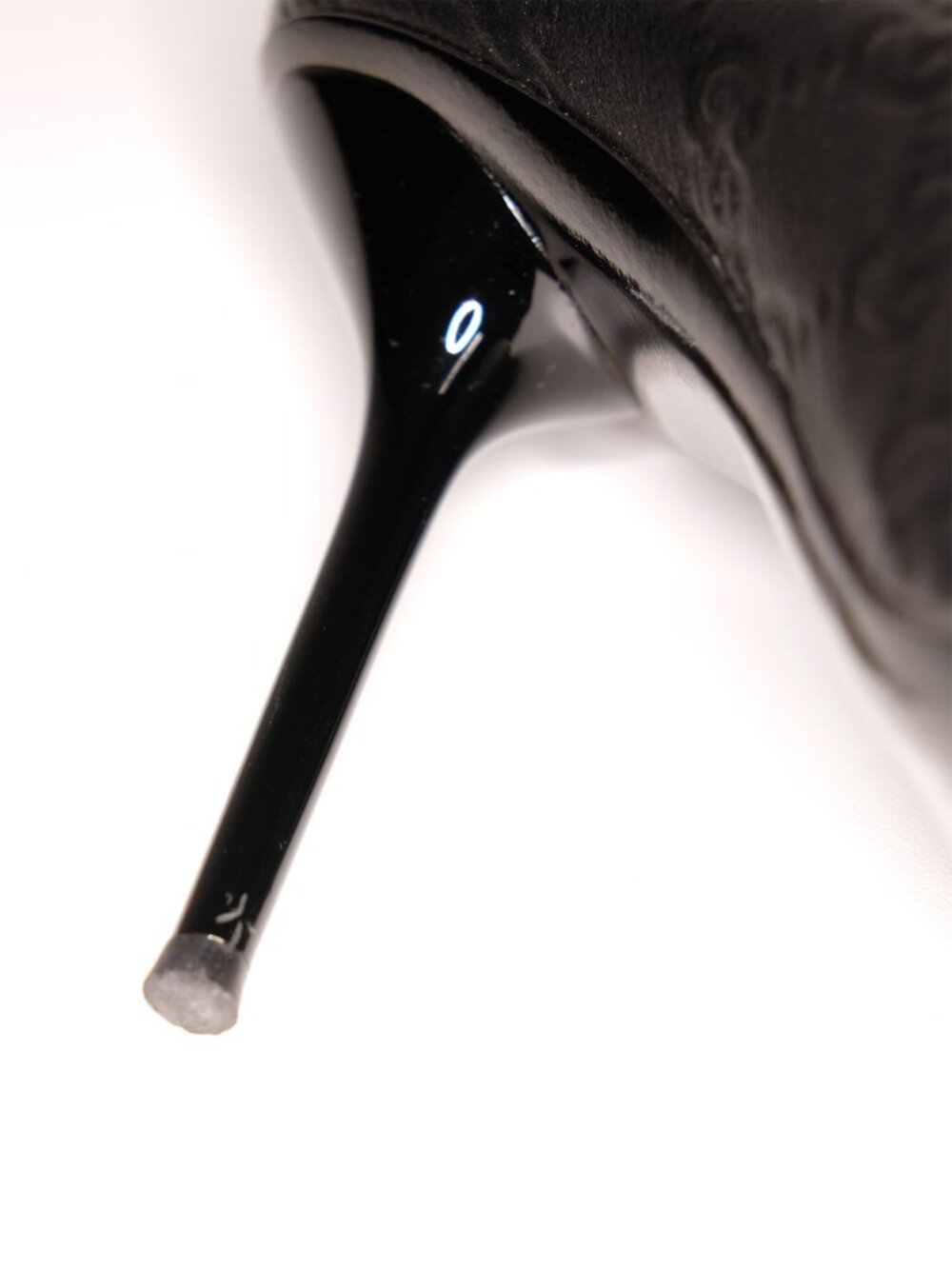 Gucci Guccissima Peep Toe Stilettos, Matte Black - Picture 12 of 16